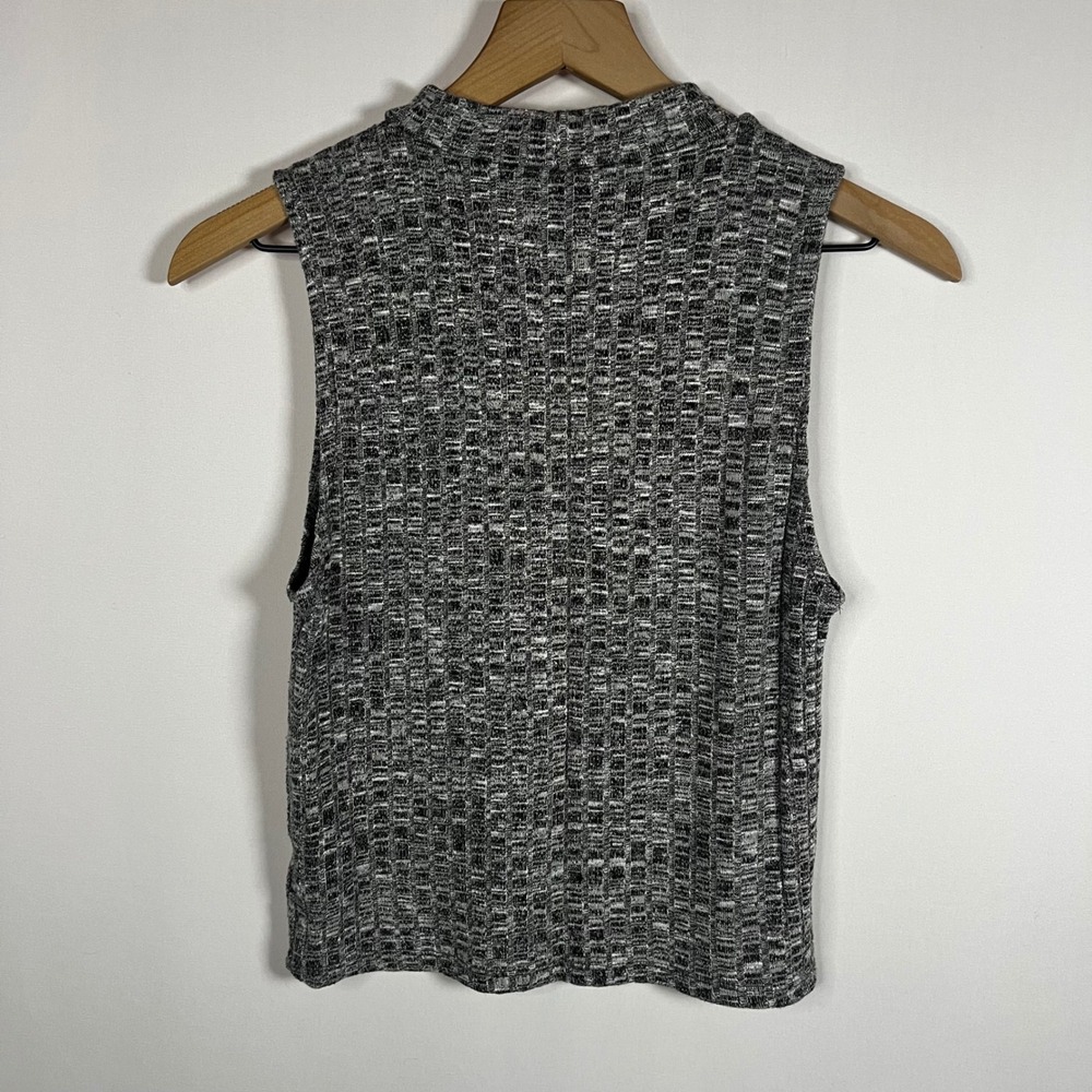 American Eagle Top Women Large Mock Gray Neck Knit Sleeveless Shell Blouse Boho - Picture 5 of 5